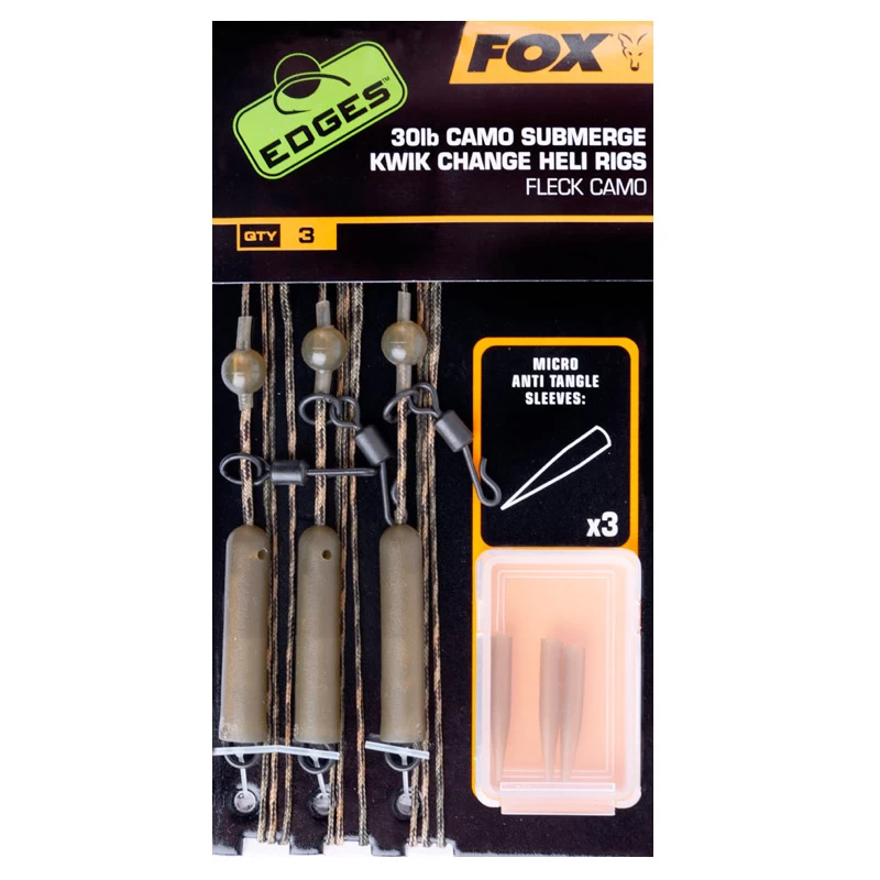 Fox Edges Camo Submerge Heli Rigs Kwik Change Kit 40lb 3 Fox Edges Camo Submerge Heli Rigs Kwik Change Kit 40lb