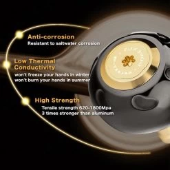 Gomexus 90mm Aluminium Power Handle With 45mm Titanium Knob - Black & Gold -Vision Winkel LYS90TB45BKGD 5